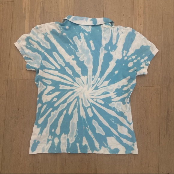 Vintage Lacoste Aqua & White Tie-Dye Polo Shirt - Picture 2 of 8